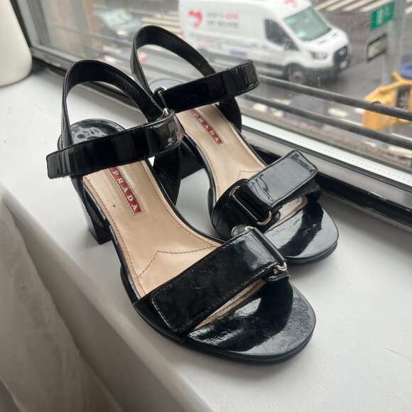 Prada Patent Leather Heeled Sandals | Size US 7 / EU 37 - Picture 12 of 16